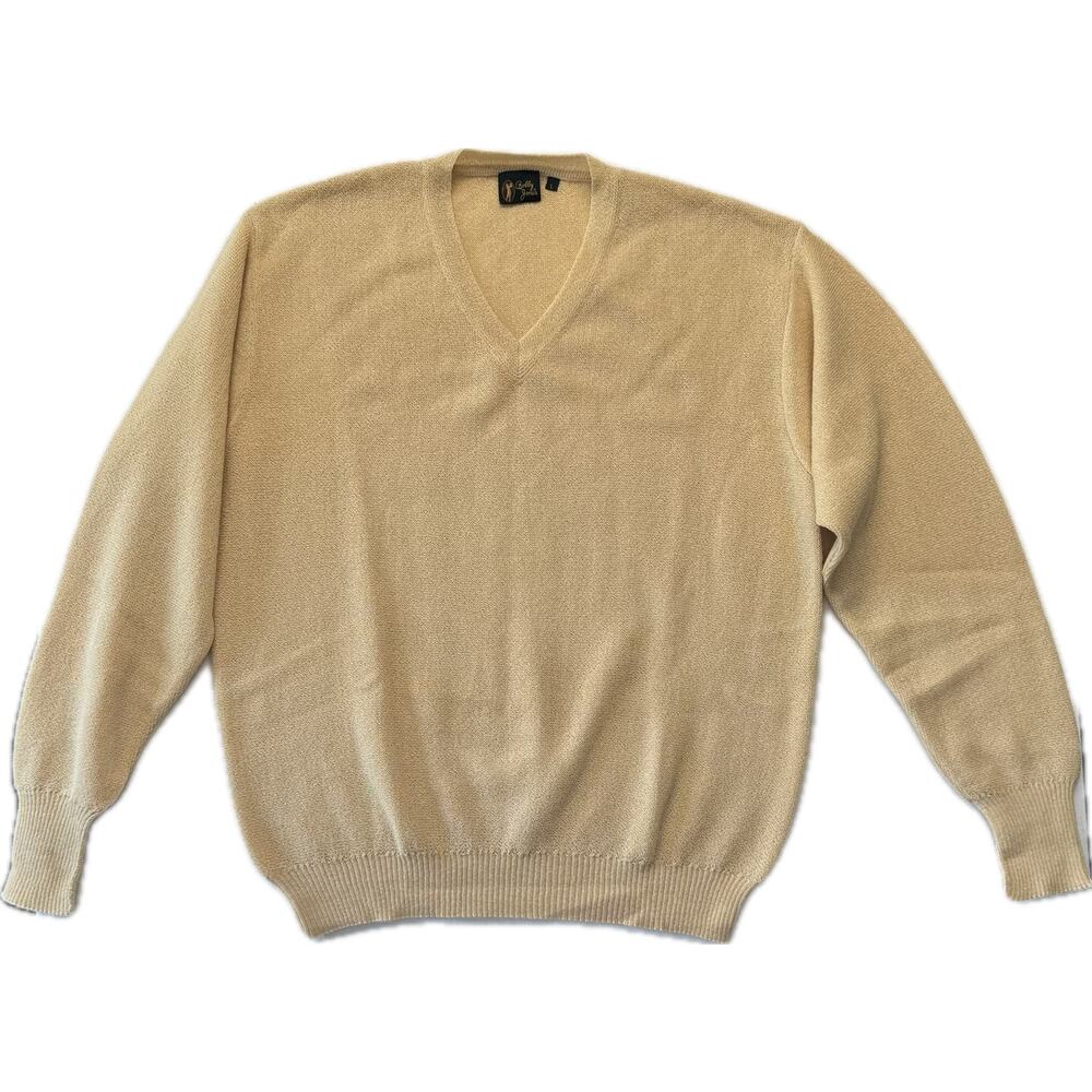 Bobby Jones Baby Alpaca Pullover Sweater Men's Size L Creamy Yellow Made in Peru